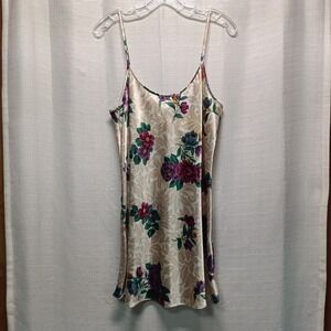 Private Luxuries Vtg Slip Nightgown Womens M Satin Floral Babydoll Couquette Y2K